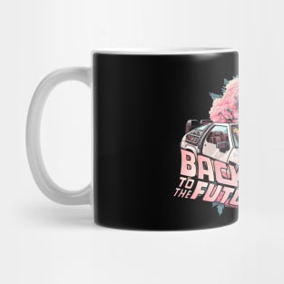 back to the future gift,pinky floral delorean car,time travel,flowers Mug